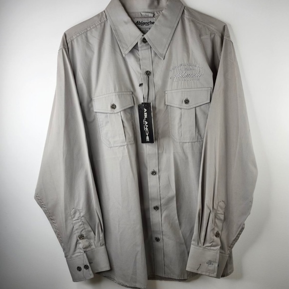 Ablanche New York Collection Large Grey Button Shirt Premium Quality - Picture 2 of 10